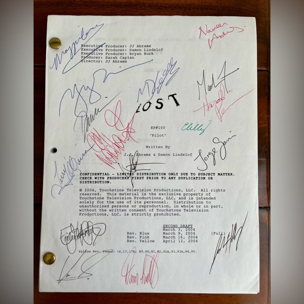 RARE! ABC’s “LOST” EP#100 AUTOGRAPHED pilot script - cast & crew incl JJ Abrams
